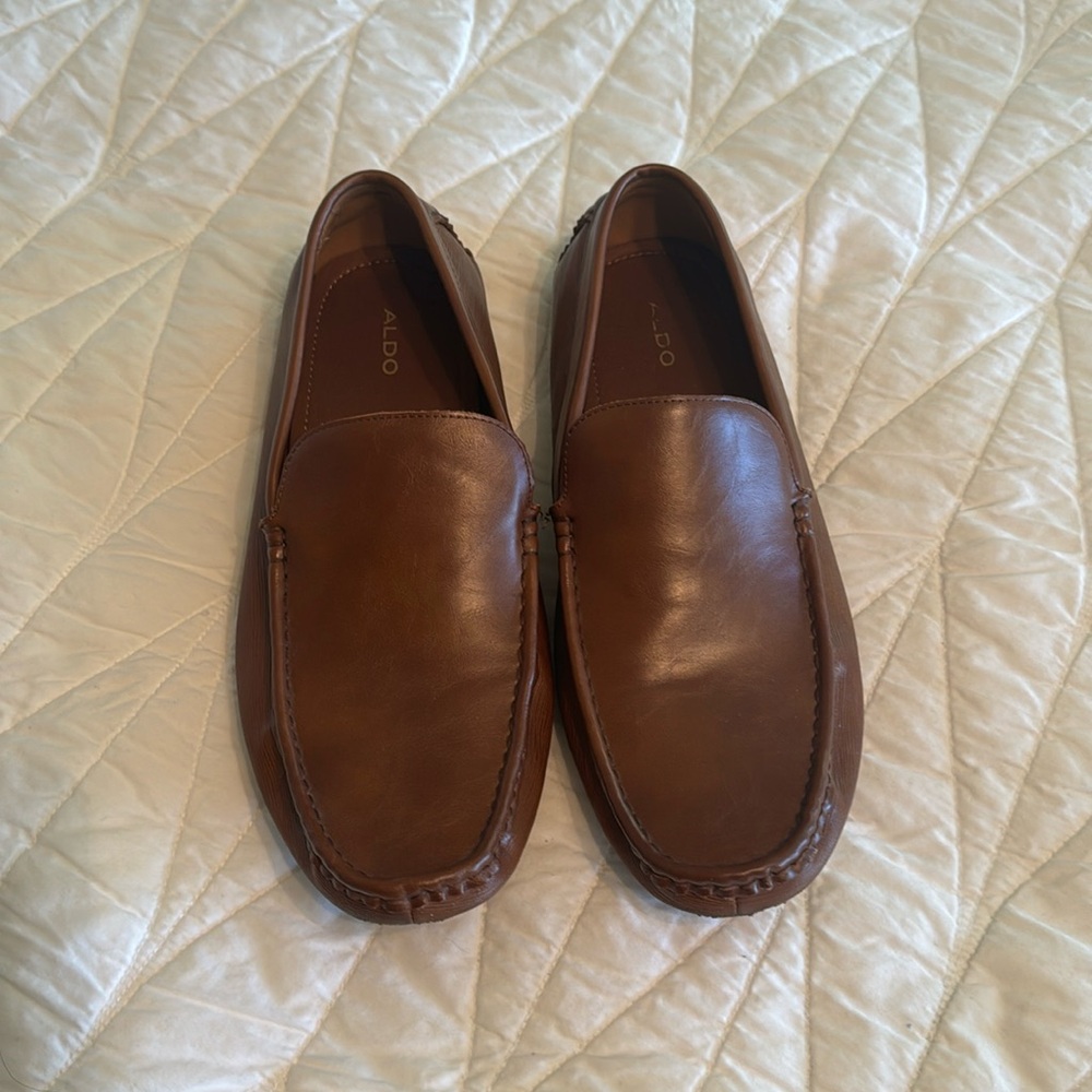 Men’s Slip On Loafers by Aldo. Great tread. Dark caramel brown color. Size 12